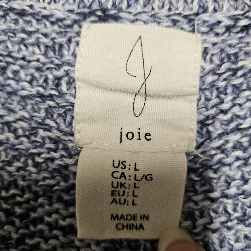Joie Blue Marled Button Side Pullover Sweater Size L - Picture 5 of 6